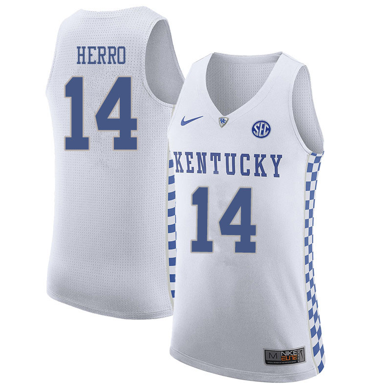 Men #14 Tyler Herro Kentucky Wildcats College Basketball Jersyes Sale-White - Click Image to Close